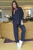 Wall Street Stretch Herringbone City Scoop Top Navy /40 =